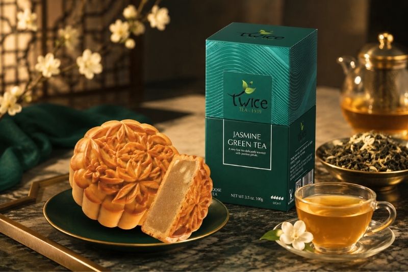 Kết hợp bánh sầu riêng Musang King và trà xanh lài