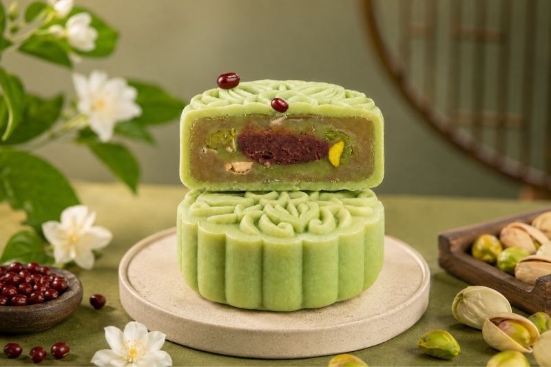 Bánh Trung Thu Trà Xanh Hoa Nhài Đậu Đỏ Tai Thong