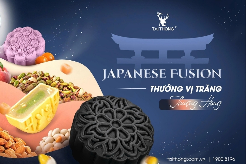 Bánh Trung Thu Japanese Fusion Tai Thong cắt đôi nhiều tầng nhân