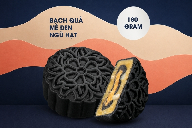 Bánh Trung Thu bạch quả mè đen ngũ hạt Tai Thong