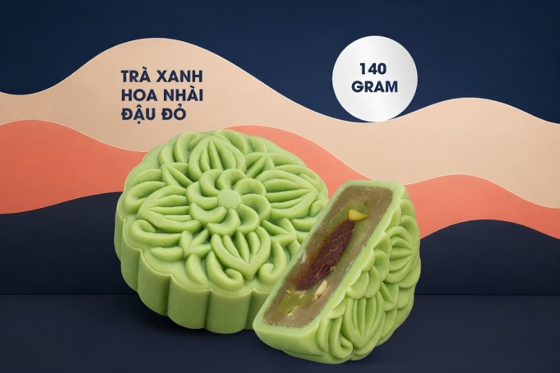 Bánh Trung Thu trà xanh hoa nhài đậu đỏ Tai Thong