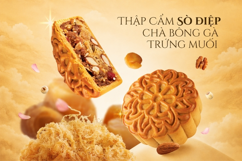 Bánh Trung Thu thập cẩm sò điệp chà bông gà Tai Thong