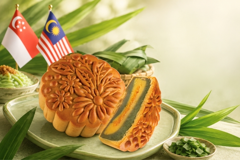 Bánh Trung Thu Ngọc Bích Trứng Dẻo Pandan Tai Thong cắt đôi