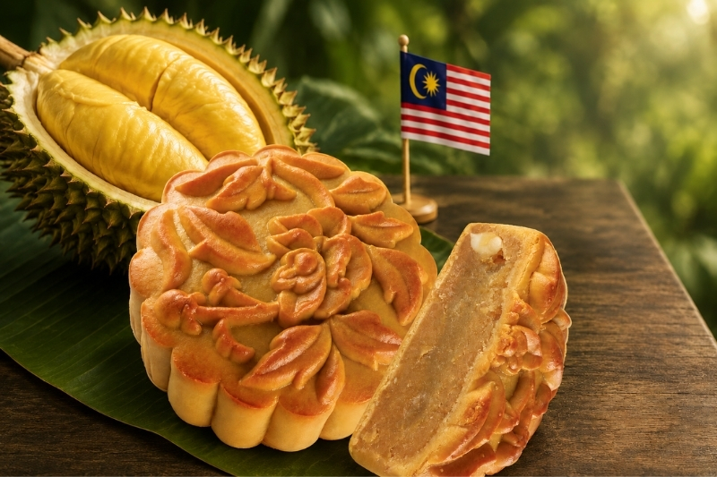 Bánh Trung Thu Sầu Riêng Musang King Tai Thong cắt đôi nhân vàng