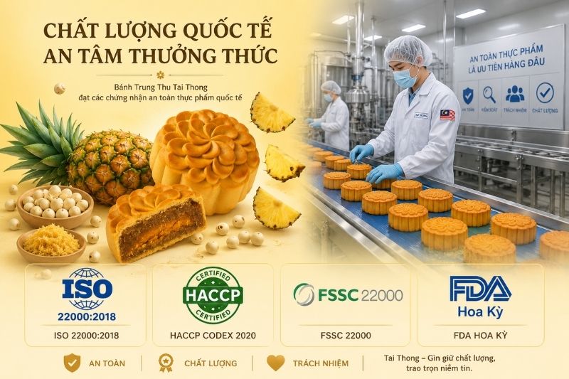 Chứng nhận ISO 22000 và HACCP bánh trung thu Tai Thong