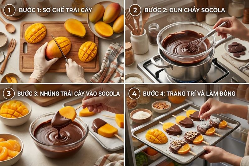 Cách làm trái cây phủ socola thơm ngon tại nhà