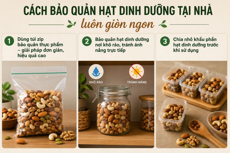 Cách bảo quản hạt dinh dưỡng tại nhà