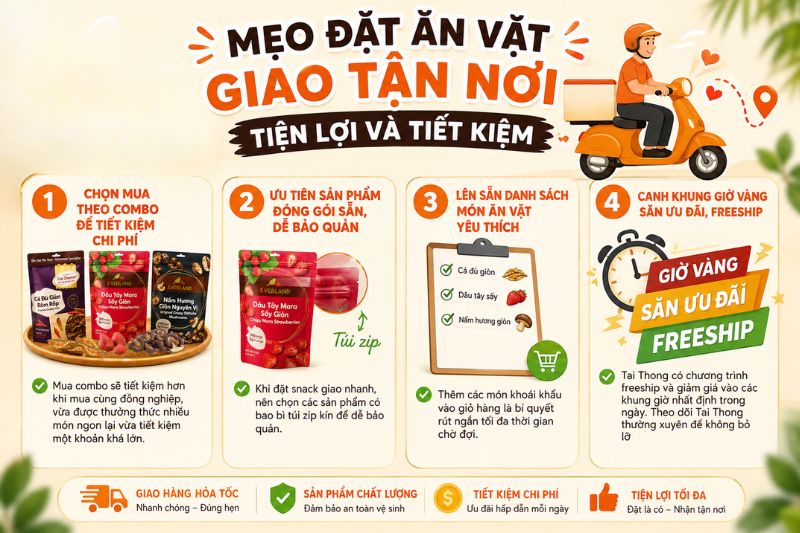 Mẹo đặt ăn vặt giao tận nơi tiện lợi và tiết kiệm