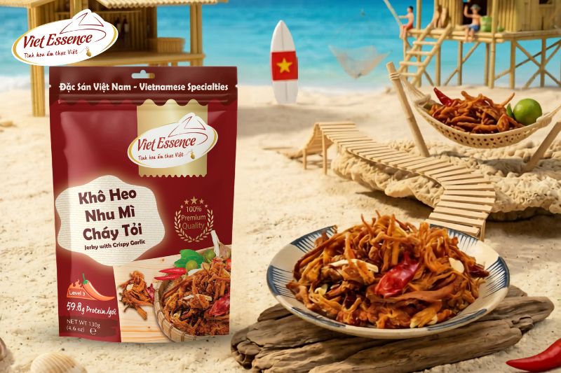 Khô heo là món đồ ăn vặt khi đi biển cung cấp chất đạm cho cơ thể
