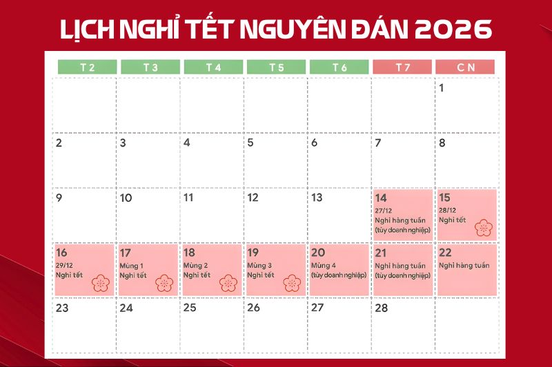 Lịch nghỉ tết nguyên đán 2026