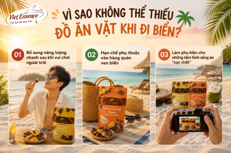 Lí do không thể thiếu đồ ăn vặt khi đi biển