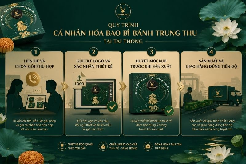 Quy trình in logo hộp bánh trung thu doanh nghiệp Tai Thong