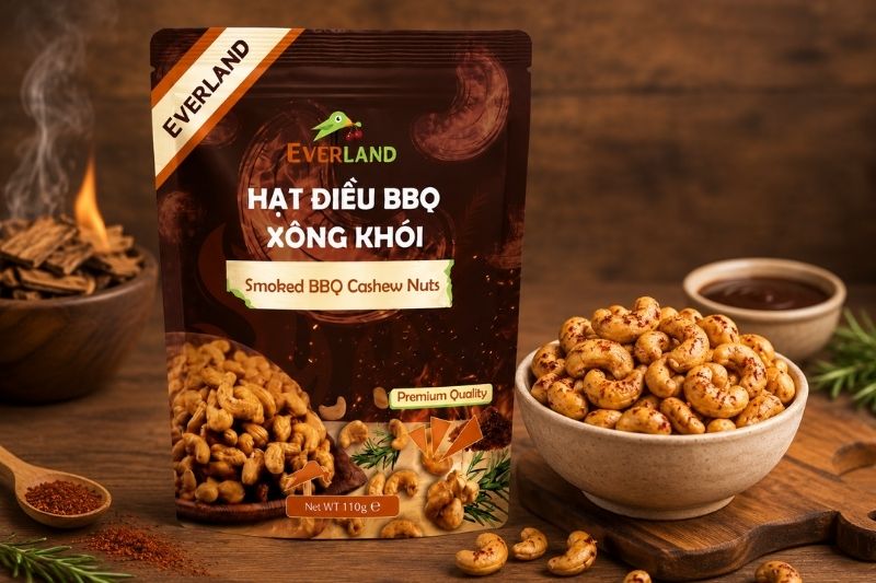 Hạt điều tẩm vị BBQ xông khói