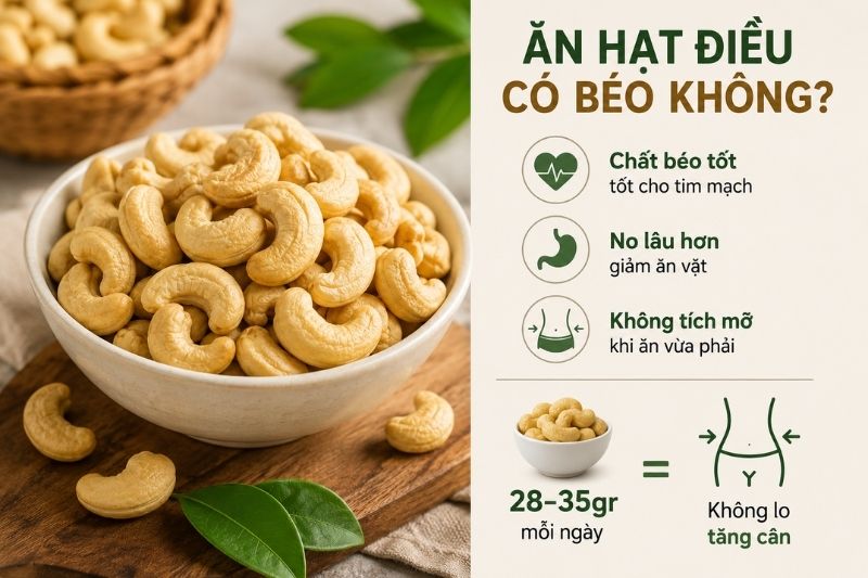 Ăn hạt điều có béo không và sự thật khoa học từ chuyên gia