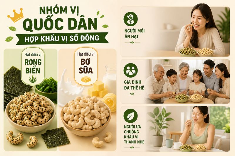 Nhóm hạt tẩm vị quốc dân, hợp khẩu vị số đông