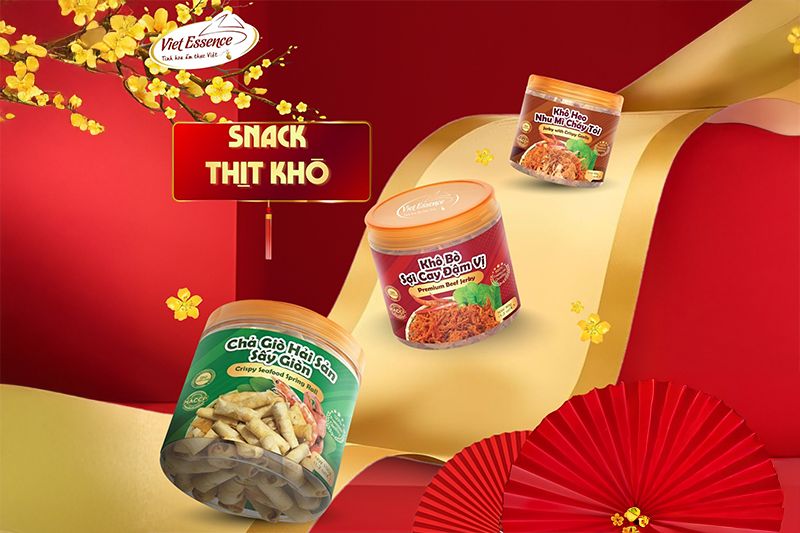 Snack thịt khô trong BST Tết Viet Essence 2026
