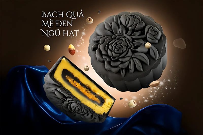 bánh trung thu tai thong bạch quả mè đen