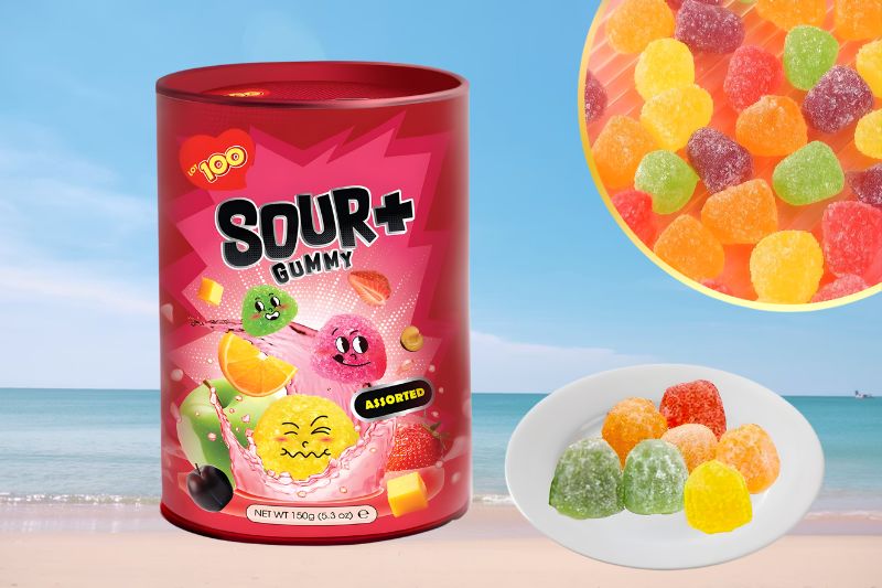 kẹo trái cây mang hương vị của hoa quả nhiệt đới với vị chua ngọt khó cưỡng