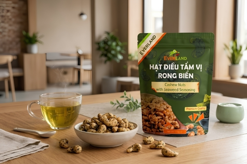 Hạt điều tẩm vị rong biển - món ăn vặt quán cà phê