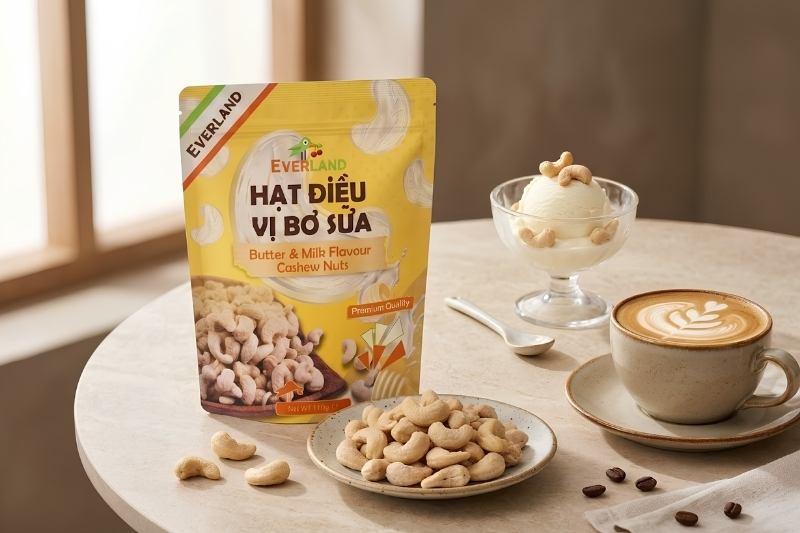 Hạt điều vị bơ sữa - món ăn vặt quán cà phê