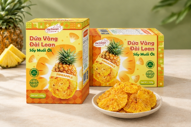 Dứa vàng sấy muối ớt Viet Essence - trái cây sấy dẻo ngày Tết