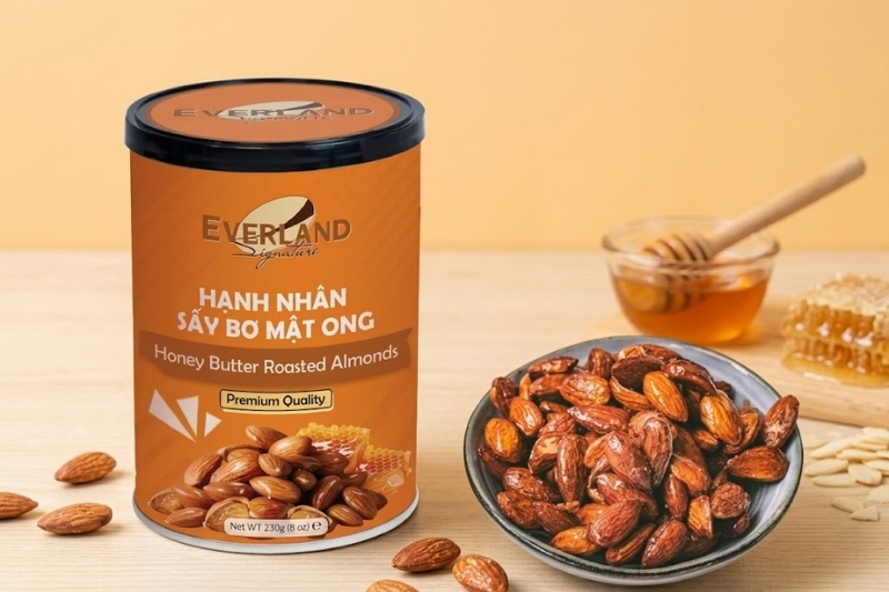 Hạt hạnh nhân sấy bơ mật ong Everland - hạt ăn ngày Tết