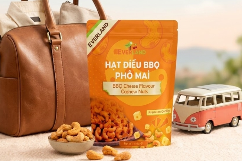 Hạt điều BBQ phô mai - đồ ăn vặt khi đi xe khách