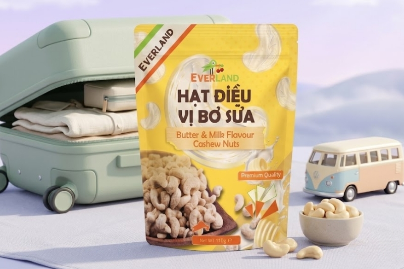 Hạt điều vị bơ sữa - đồ ăn vặt khi đi xe khách