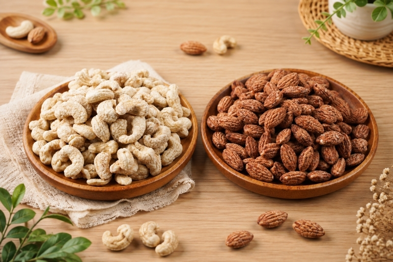 So sánh hạt điều và hạnh nhân
