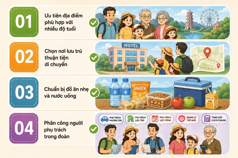 Sắp xếp lịch trình du lịch Tết cho gia đình