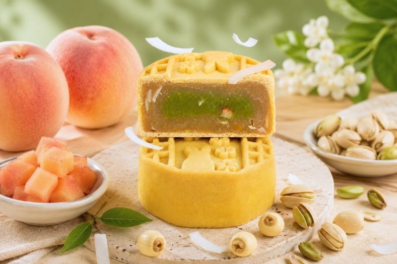 Bánh trung thu chay Trà Olong Đào Hạt Dẻ Cười Tai Thong