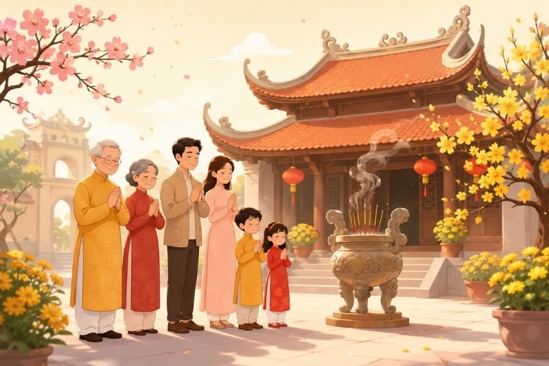 Đi chùa đầu năm cầu bình an
