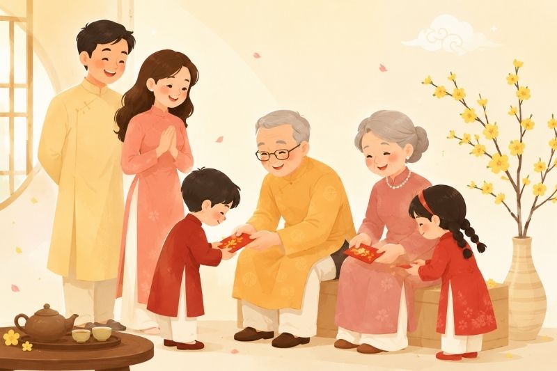 Lì xì và chúc Tết - phong tục ngày Tết cổ truyền
