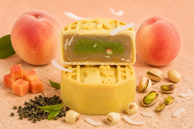 Bánh Trung Thu chay Trà Olong Đào Hạt Dẻ Cười