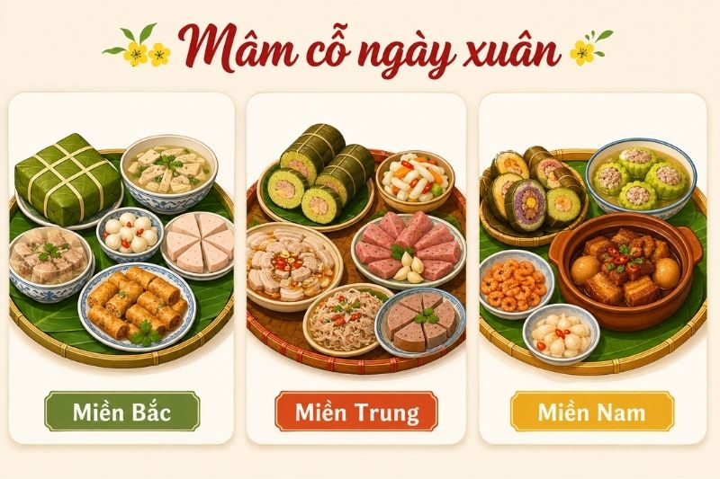 Mâm cỗ Tết ba miền