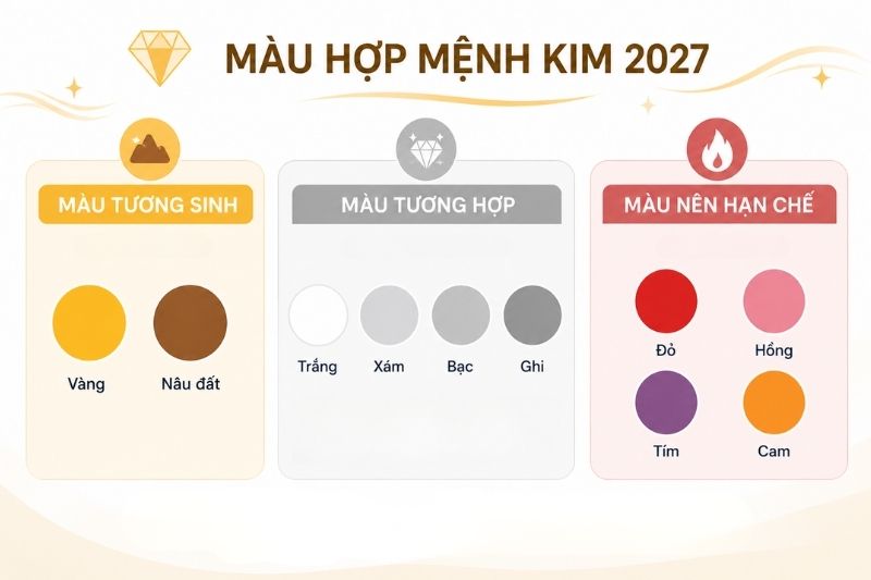 Màu hợp mệnh Kim năm 2027