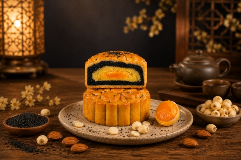 Bánh trung thu Mè Đen Hạnh Nhân Kem Trứng Tai Thong